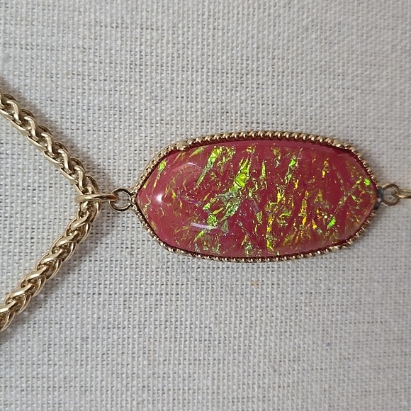 FAUX OPAL TASSEL PENDANT NECKLACE - Picture 2 of 5